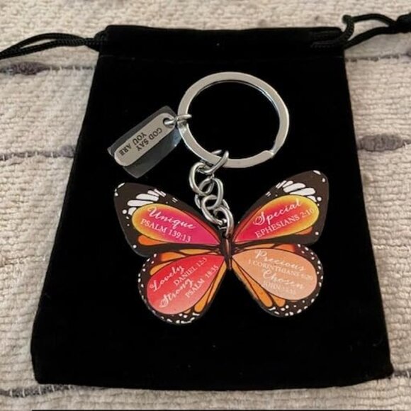 Bible Verse Keychain Bag Charm God Says You Are Butterfly - Picture 9 of 9